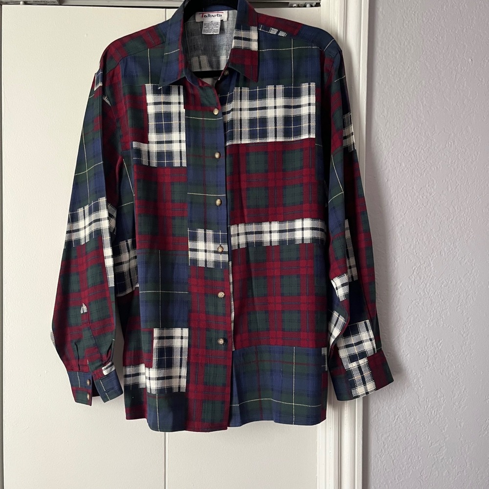 Talbots Plaid Patchwork Button Down Long Sleeve S… - image 3